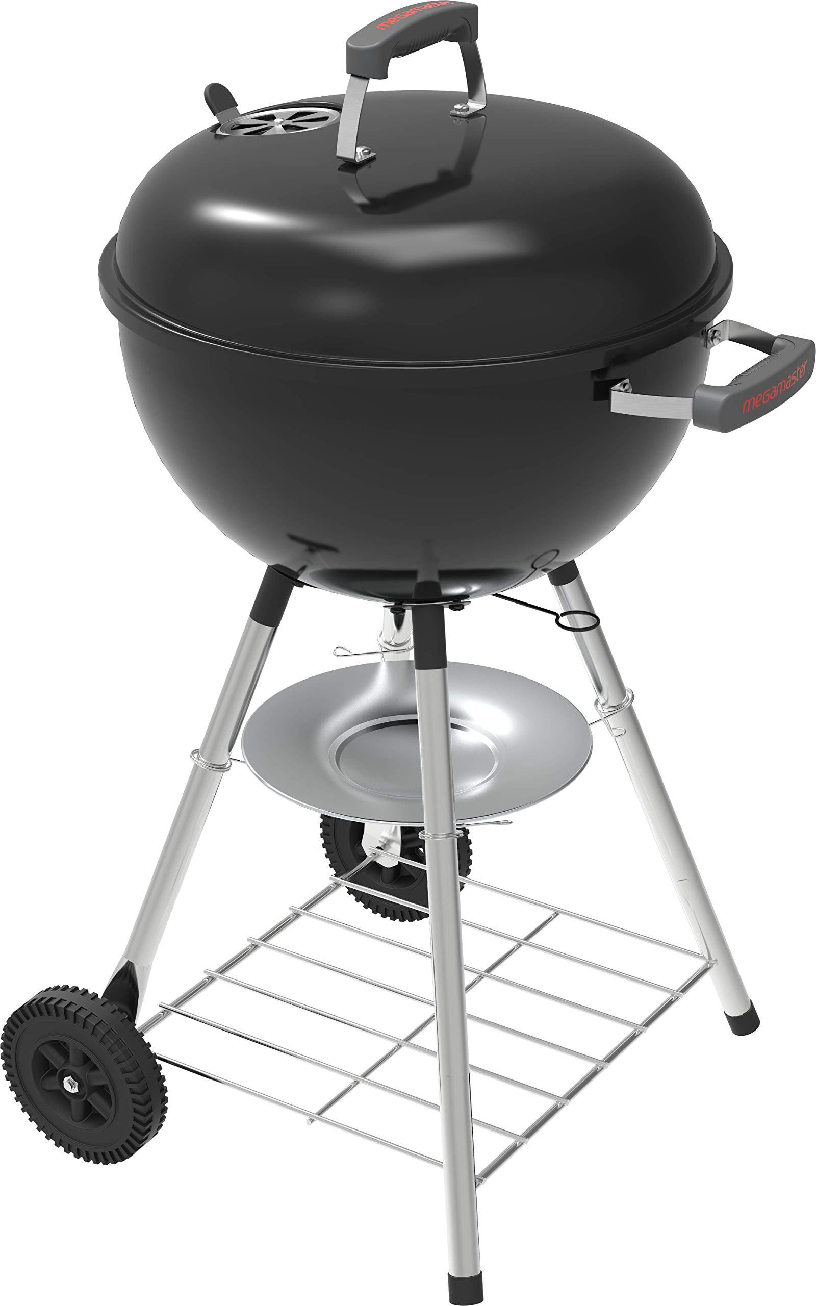 megamaster premium charcoal grill, 18" heavy duty charcoal kettle grill, outdoor cooking, camping patio, backyard, tailgating