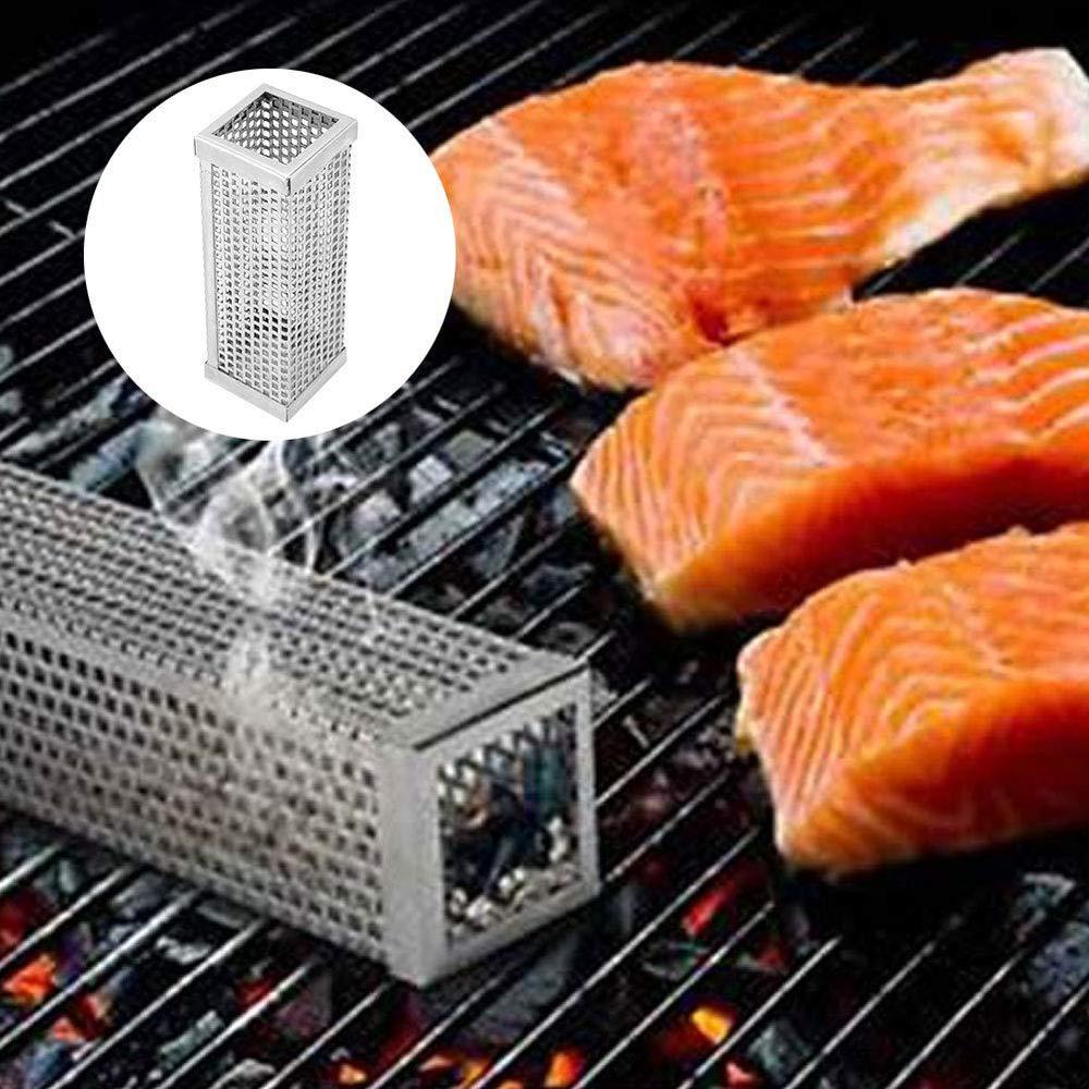 liyeehao pellet smoker tube, stainless steel bbq wood pellet tube smoker square bbq grill smoker tube tools outdoor barbecue 