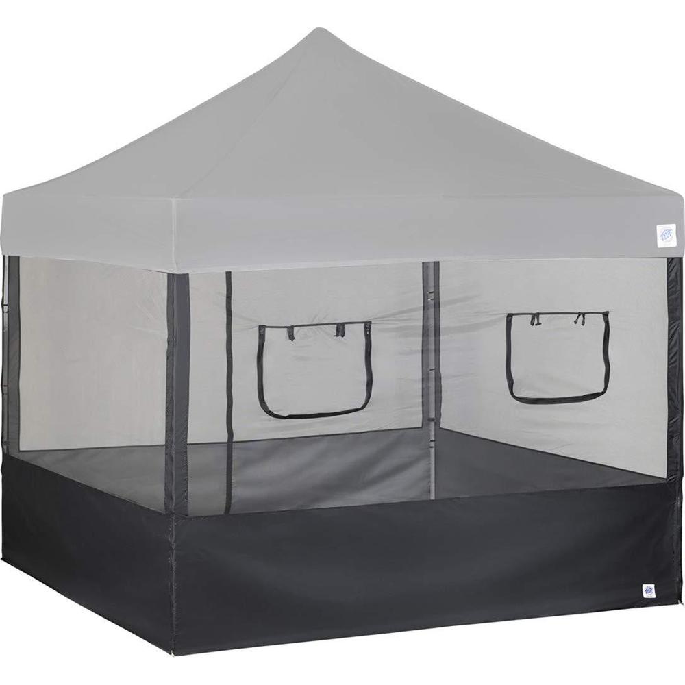 e-z up food booth sidewall kit, set of 4, fits 10' x 10' straight leg canopy, includes 2 roll-up serving windows, commercial 