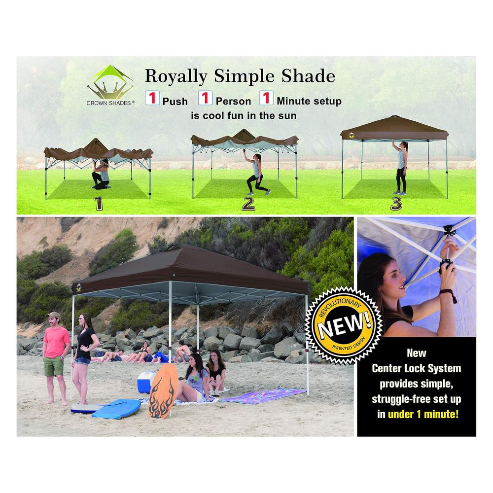 crown shades 10x10 pop up canopy outside canopy, patented one push tent canopy with wheeled carry bag, bonus 8 stakes and 4 r