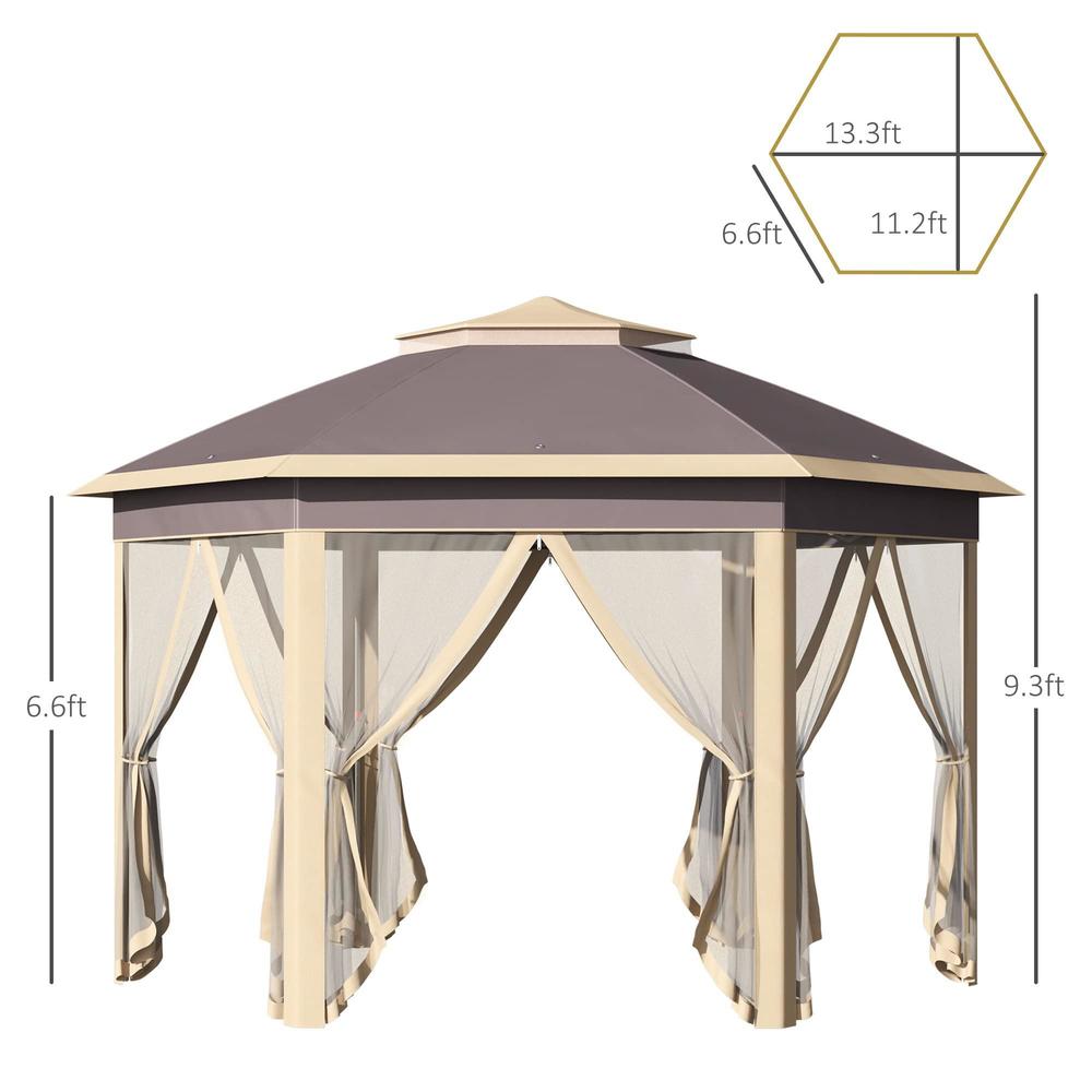 outsunny 11' x 13' pop up gazebo canopy tent with zippered mesh sidewalls and carrying bag, event tent shelter for patio gard