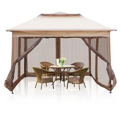 lonabr 11'x11' pop up gazebo with mosquito netting canopy tent with sidewalls, outdoor canopy tent for patio backyard garden,
