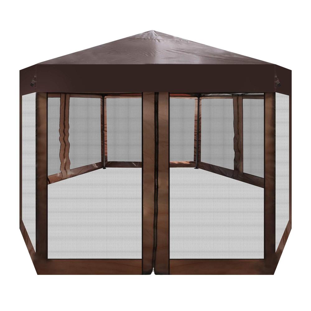 vilobos 13 x 13 ft outdoor gazebo patio hexagonal canopy tent sun shade with mosquito netting and carry bag for backyard part
