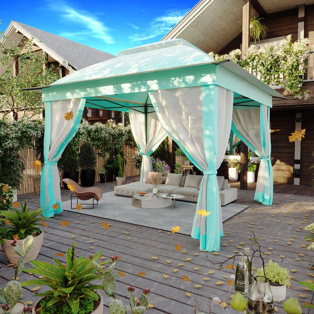 joyside 11'x11' pop up gazebo for patios gazebo canopy tent with sidewalls outdoor gazebo with mosquito netting pop up canopy