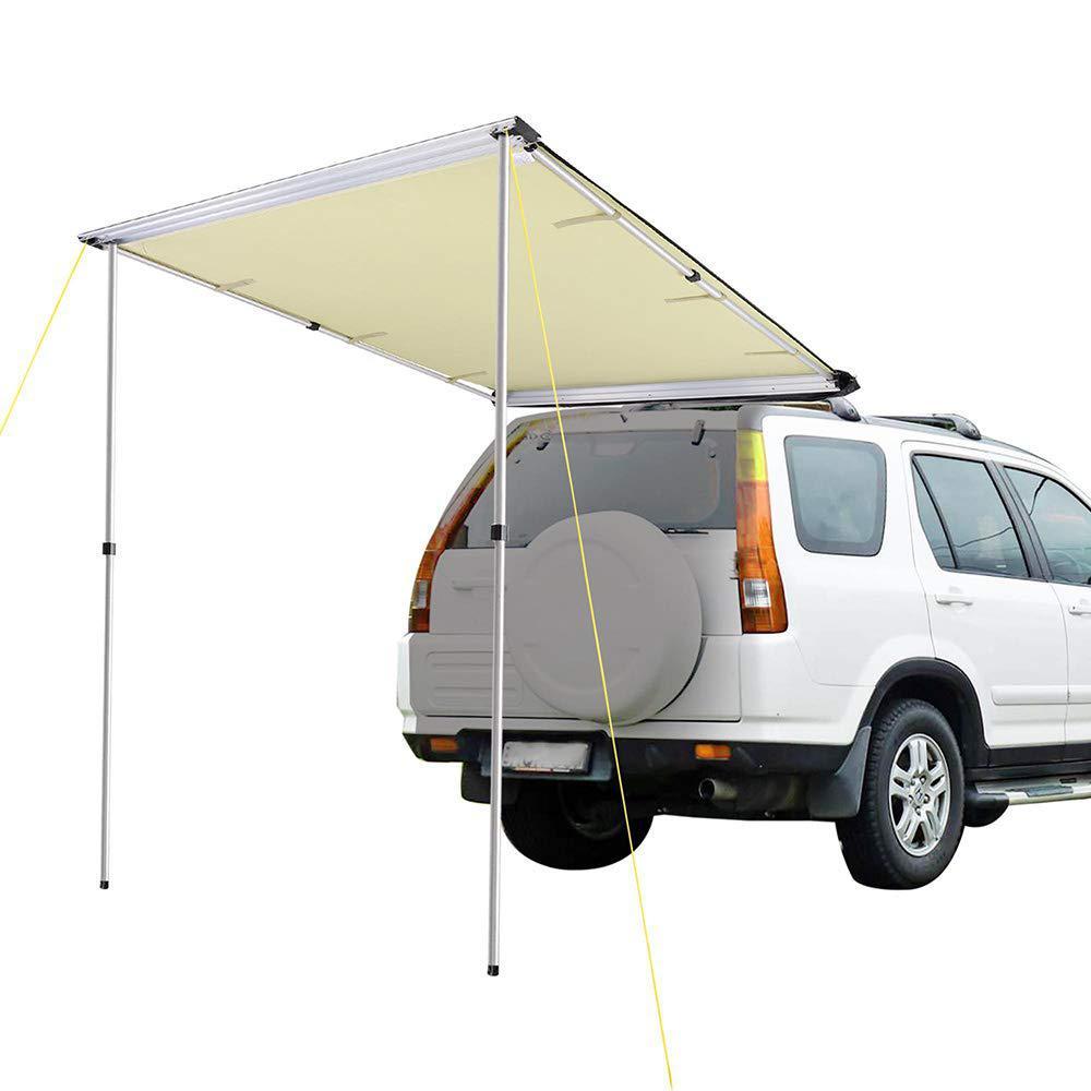 ZeHuoGe 6.6ftx4.6ft car side awning rooftop pull out tent shelter adjustable height telescoping poles with twist-lock design pu2000mm