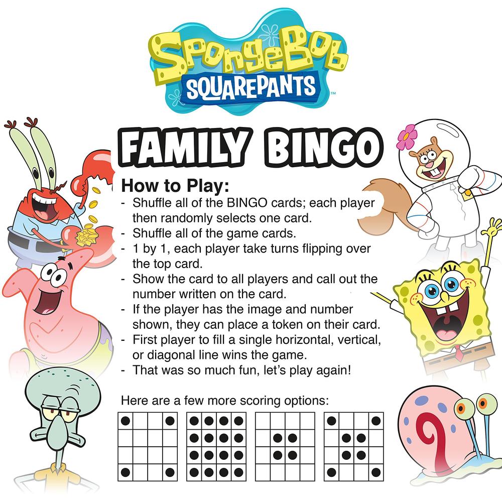 aquarius - spongebob squarepants family bingo game