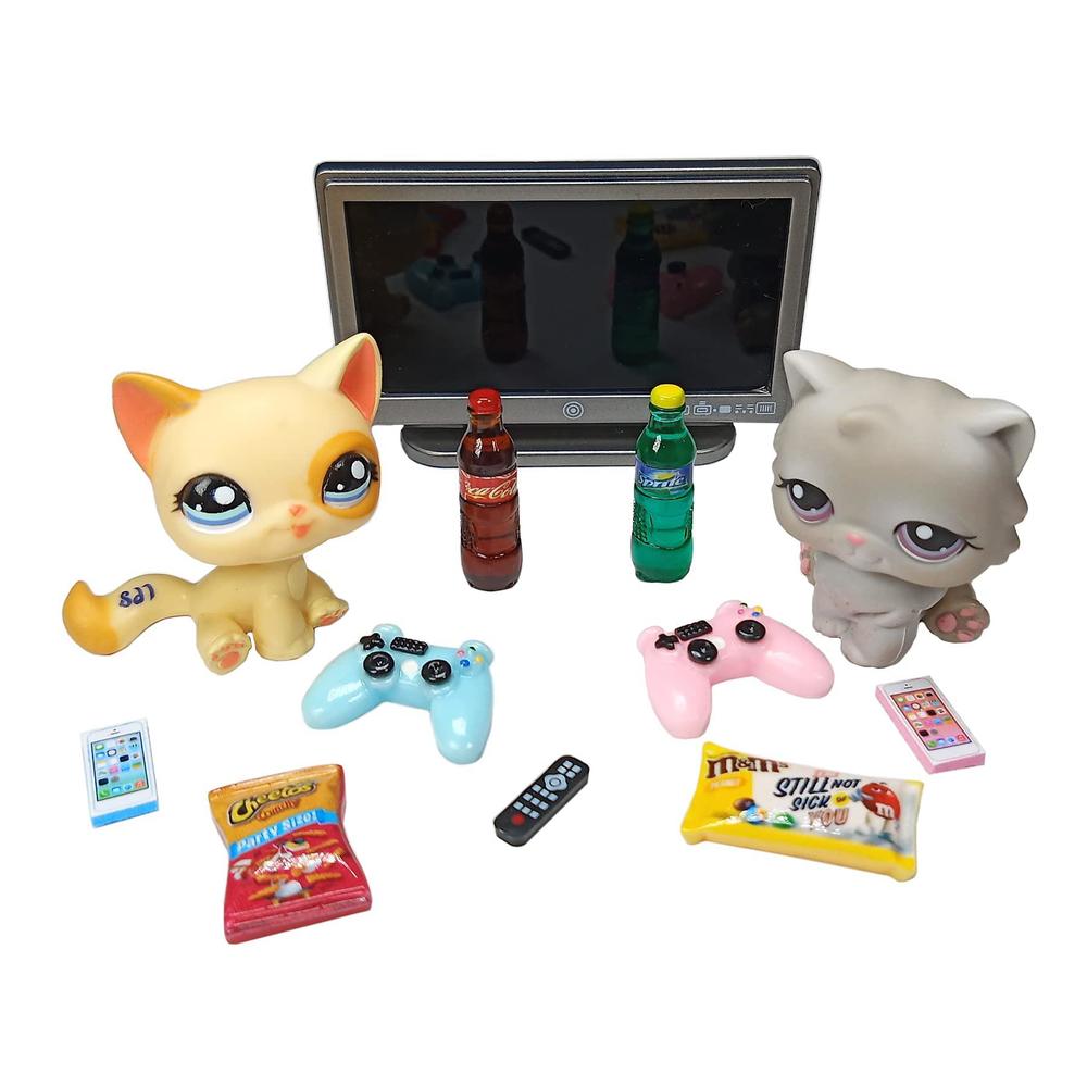 happyblockbuilder compatible for littlest pet shop accessories lps craft sets gift bag foam phone tv gaming video game contro