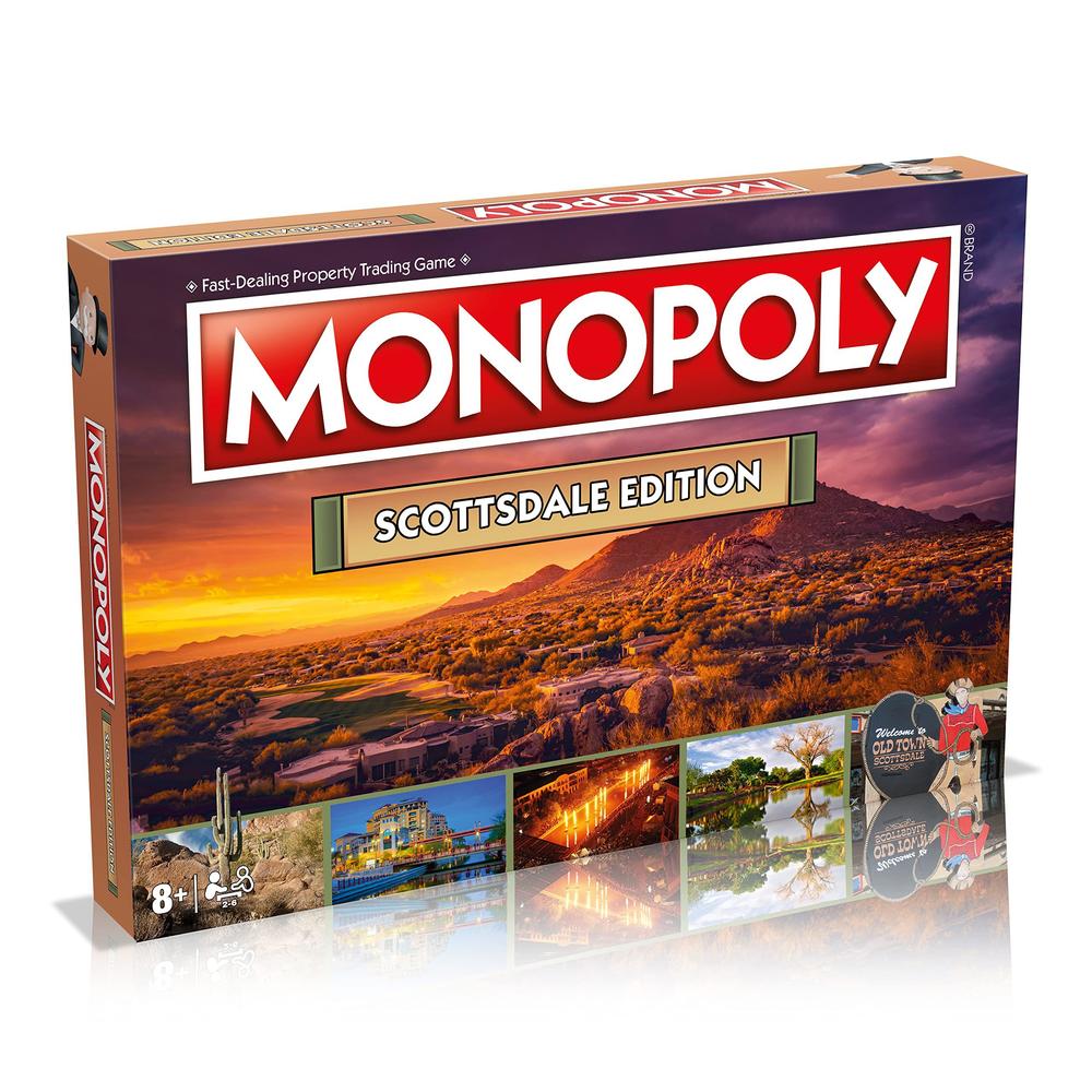 Monopoly scottsdale monopoly, family board game, for 2 to 6 players, adults and kids ages 8 and up, buy, sell and trade your way to su