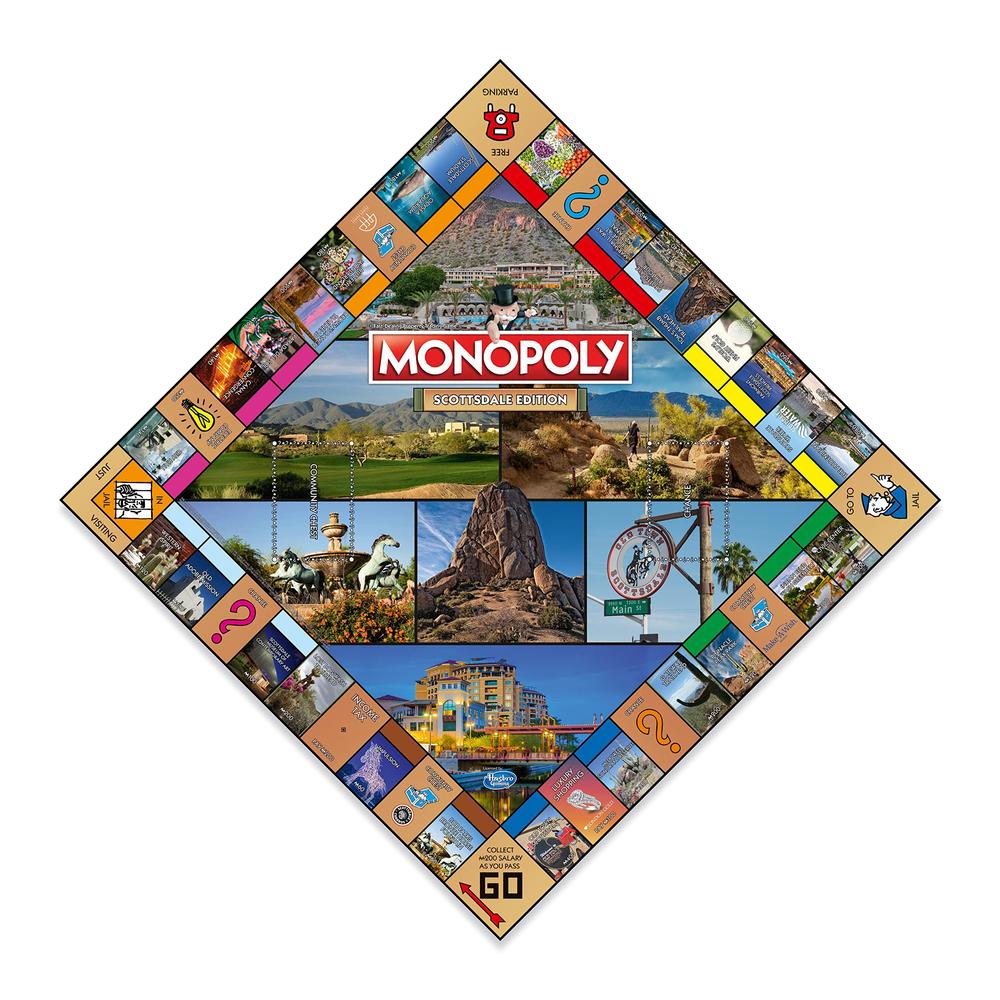Monopoly scottsdale monopoly, family board game, for 2 to 6 players, adults and kids ages 8 and up, buy, sell and trade your way to su