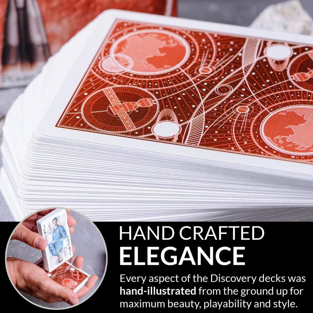 Elephant Playing Cards discovery red playing cards, space themed deck of cards with astronaut designs, premium card deck with free card game ebook, 