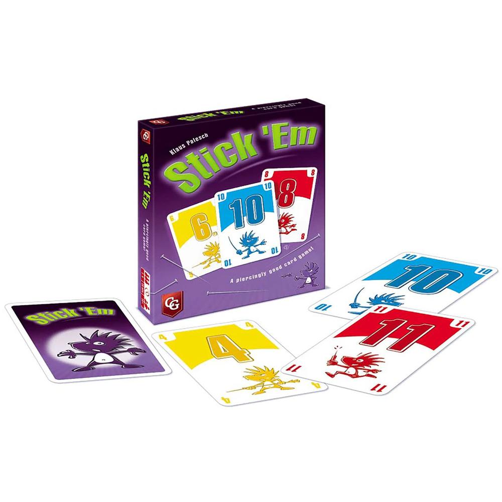 capstone games: stick'em game, classic award-winning, fast & simple trick-taking card game, player with most points wins, age