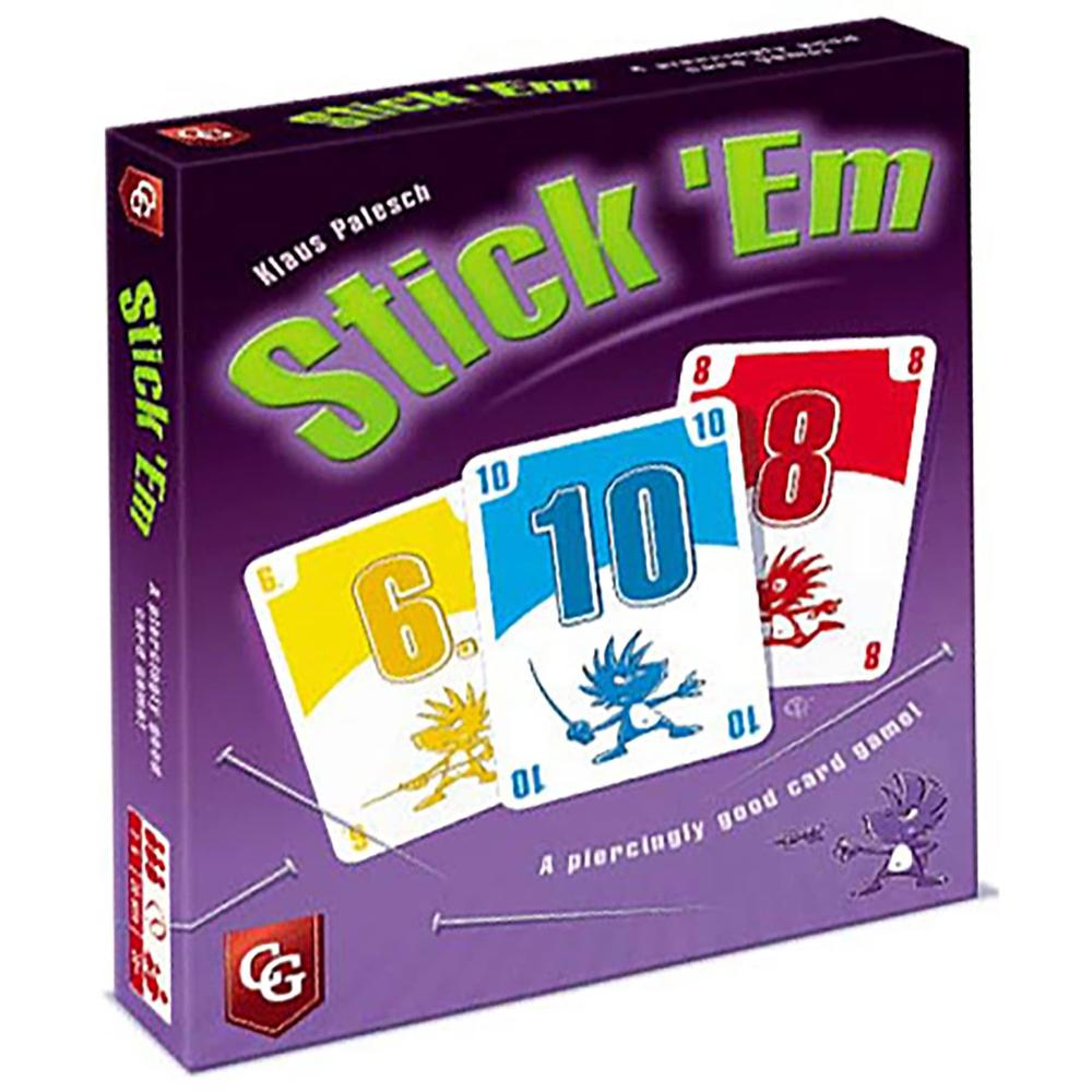 capstone games: stick'em game, classic award-winning, fast & simple trick-taking card game, player with most points wins, age