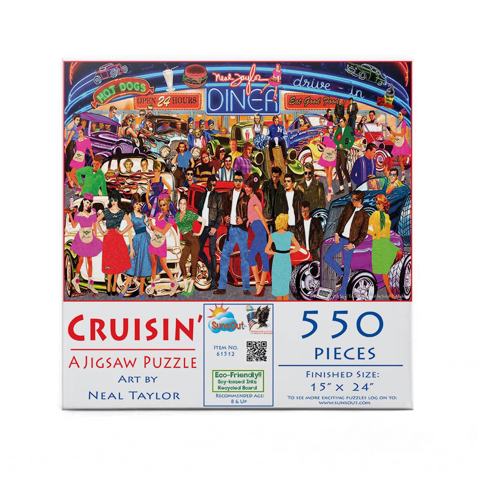 sunsout inc - cruisin - 550 pc jigsaw puzzle by artist: neal taylor - finished size 15" x 24" - mpn# 61512