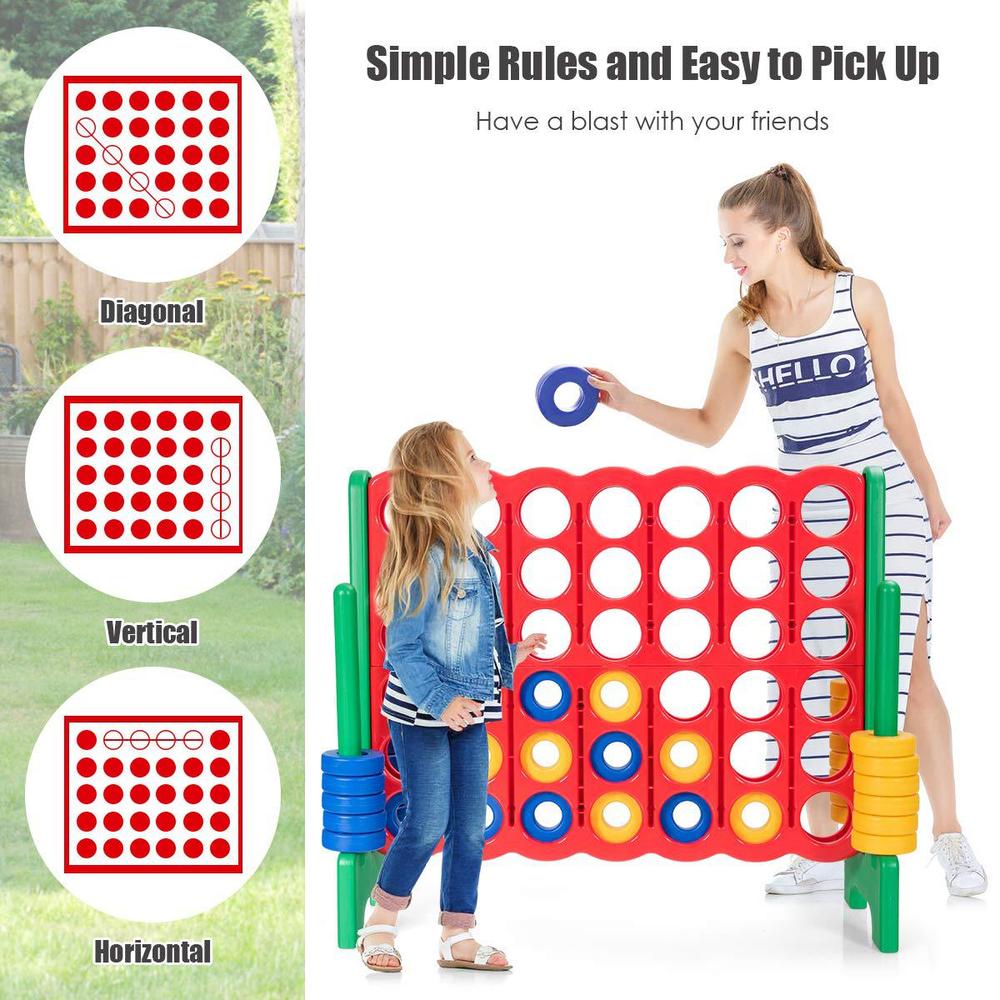 glacer giant 4-in-a-row, jumbo 4-to-score giant game set backyard games for kids & adults, 3.5ft tall indoor & outdoor connec