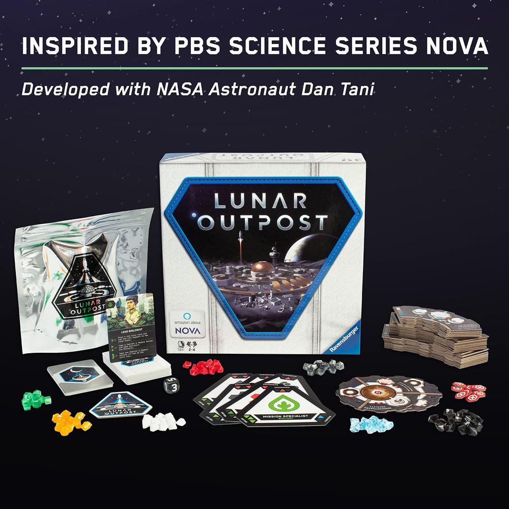 ravensburger lunar outpost board game for ages 10 and up - work together to build a base on the moon