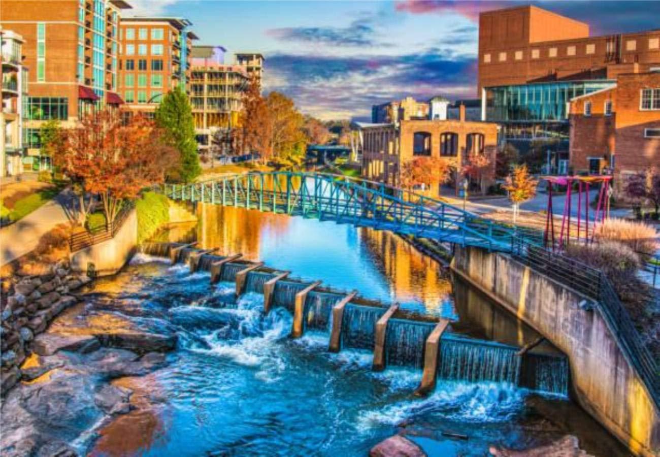 beescool jigsaw puzzles river place and reedy river at sunrise in greenville south carolina sc for kids adults educational intellectua