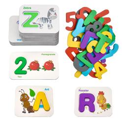 ismetacu number and alphabet flash cards set for kids,abc wooden letter and numbers board puzzle game,montessori educational toys for 