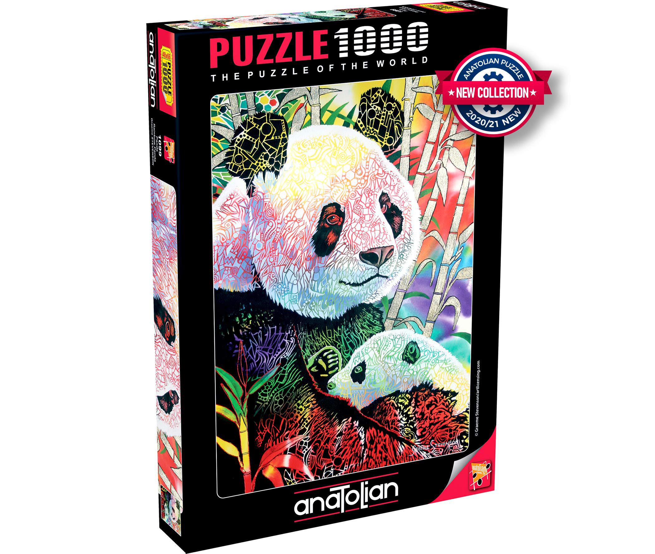 anatolian puzzle - rainbow panda - 1000 piece jigsaw puzzle #1099, multicolor