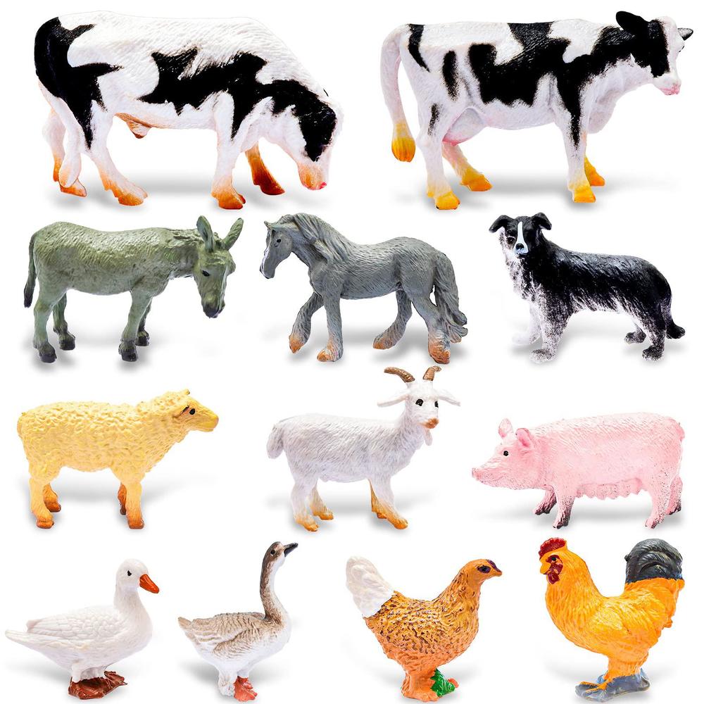 rxdotrde 12 pieces farm animals figures toys,mini farm animal figures,plastic farm animals figurines,realistic farm animal figures edu