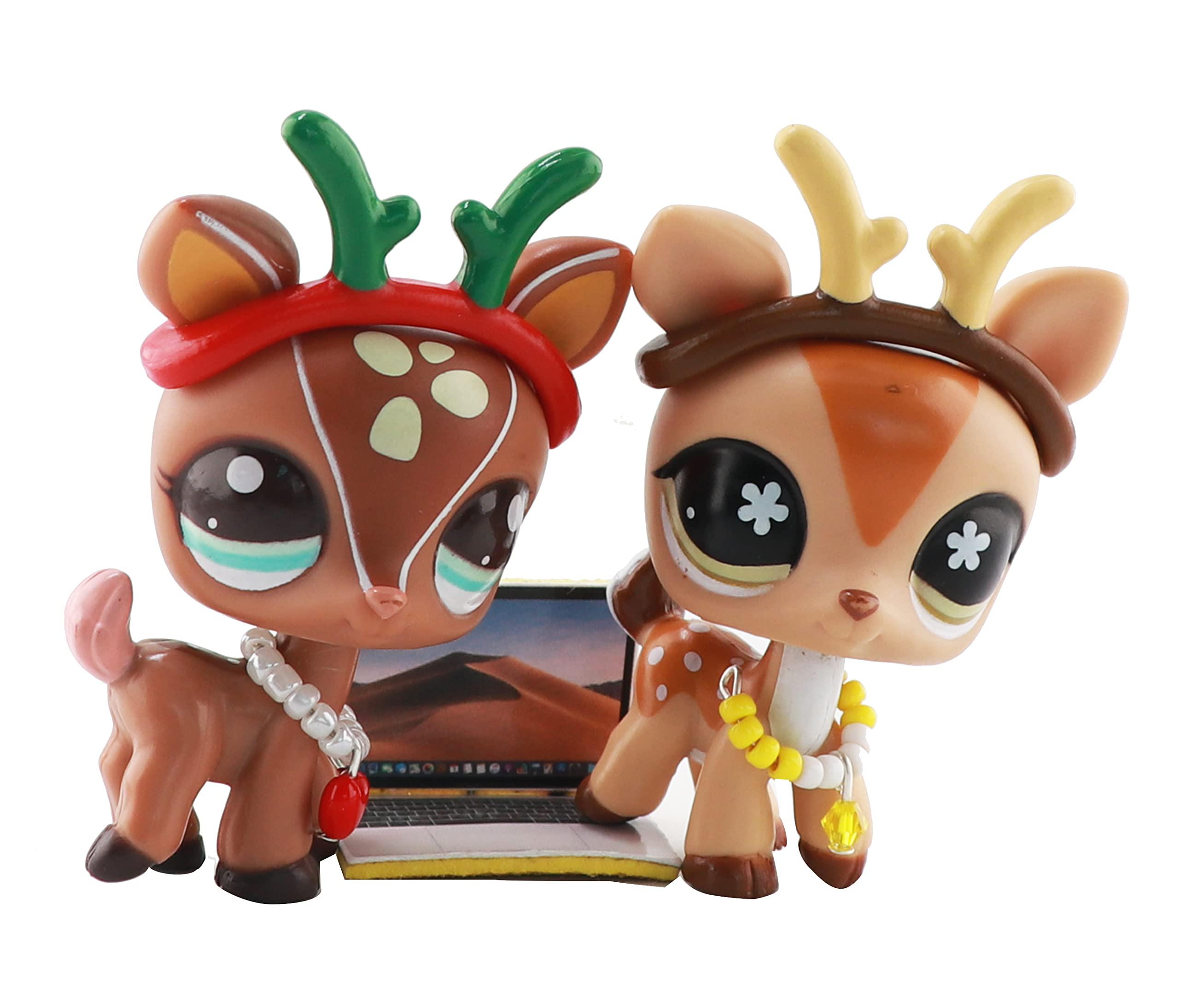 azarua us lps deer sika deer santa deer yellow brown big eyes figure toy  with lps