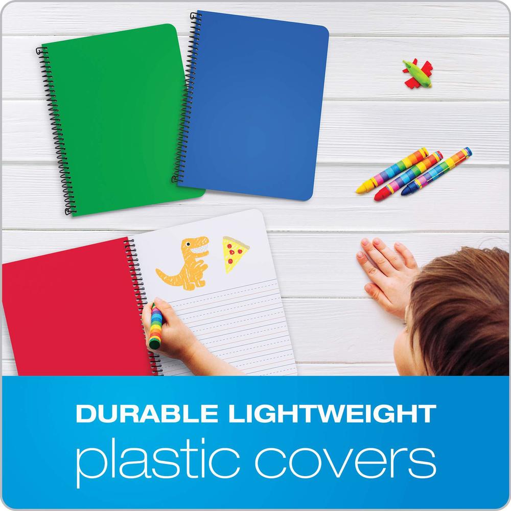 oxford primary spiral notebooks, durable plastic covers, writing/drawing practice, pre-k, k-2, 80 sheets, 9 3/4 x 7 1/2, blue