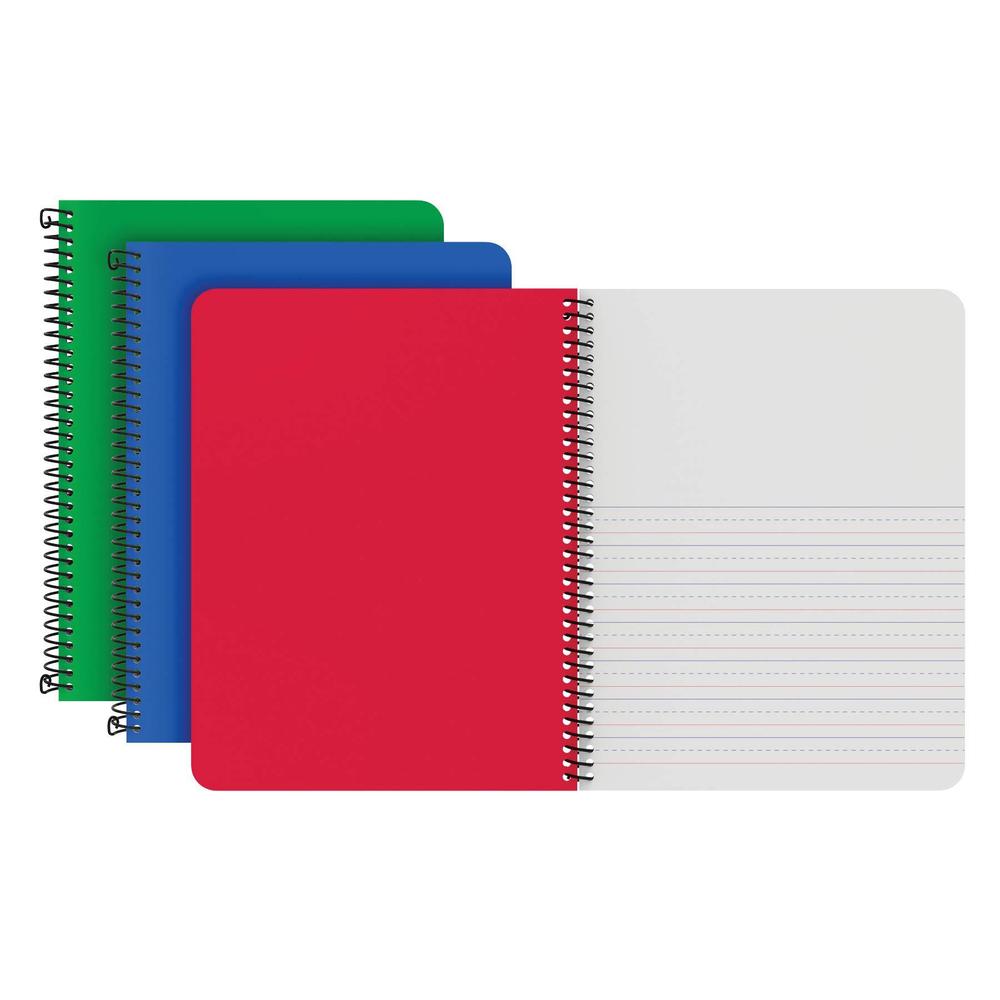 oxford primary spiral notebooks, durable plastic covers, writing/drawing practice, pre-k, k-2, 80 sheets, 9 3/4 x 7 1/2, blue