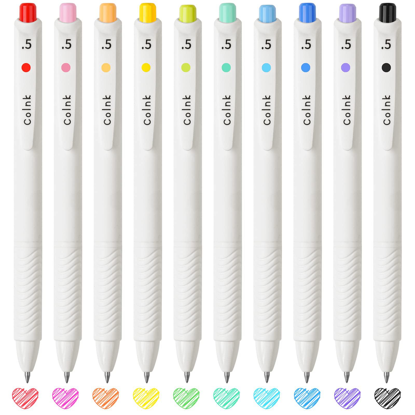 NiArt Color Gel Pens - Fine Point 0.5mm for Journaling and Planners, Retractable Writing Pens with Assorted Aesthetic Pastel