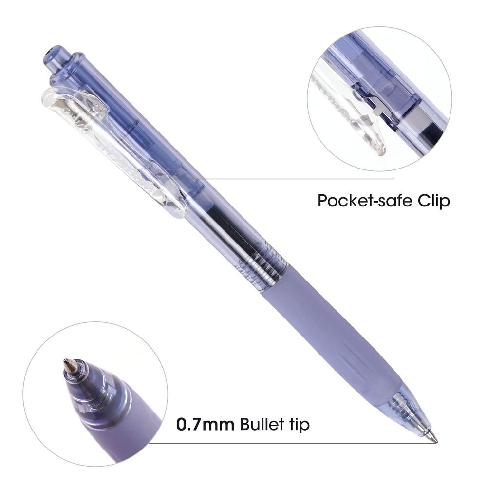 writech fine point gel pens: retractable 0.5mm blue-ink color pen for