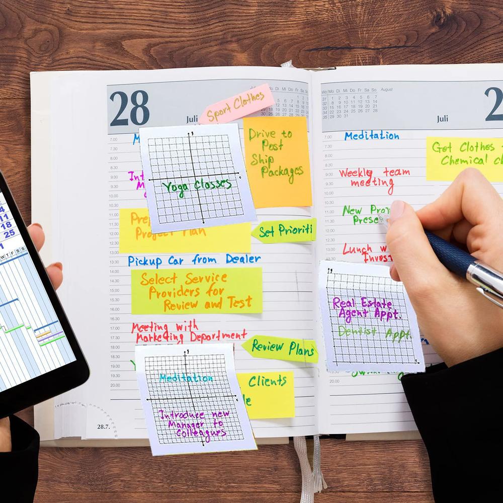 NESTRE 24 pads graph paper sticky notes - mini graph post it notes 3x3 ...