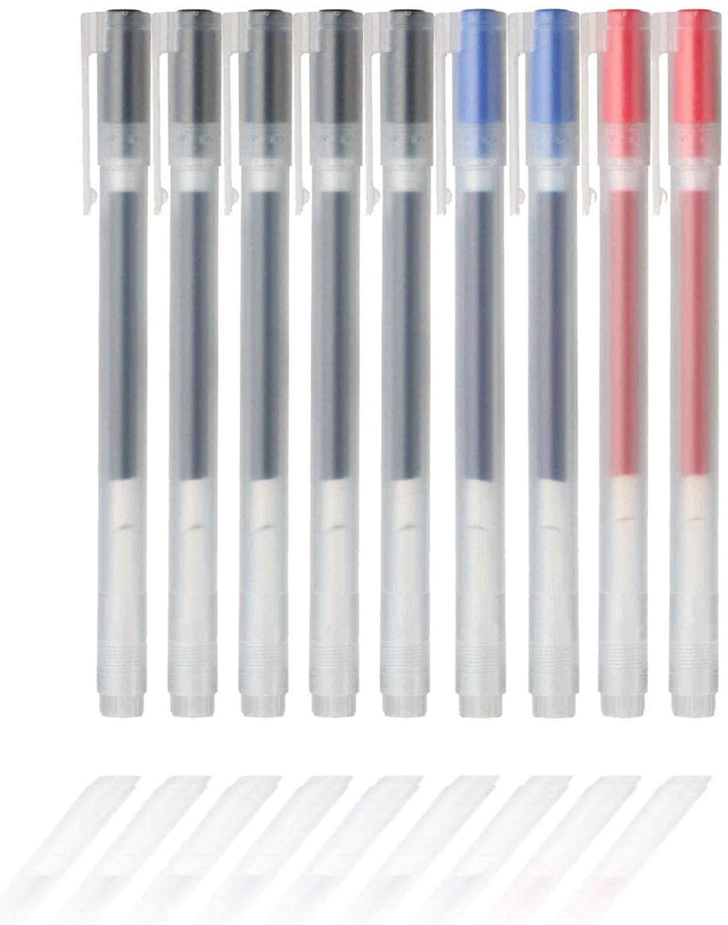 muji gel ink ballpoint pens 0.5mm set of 9 pack (5 black 2 blue 2 red)