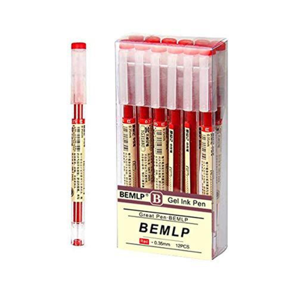 bemlp gel ink pen extra fine point pens ballpoint pen 0.35mm red liquid ink  rollerball pens premium quick-drying for office s