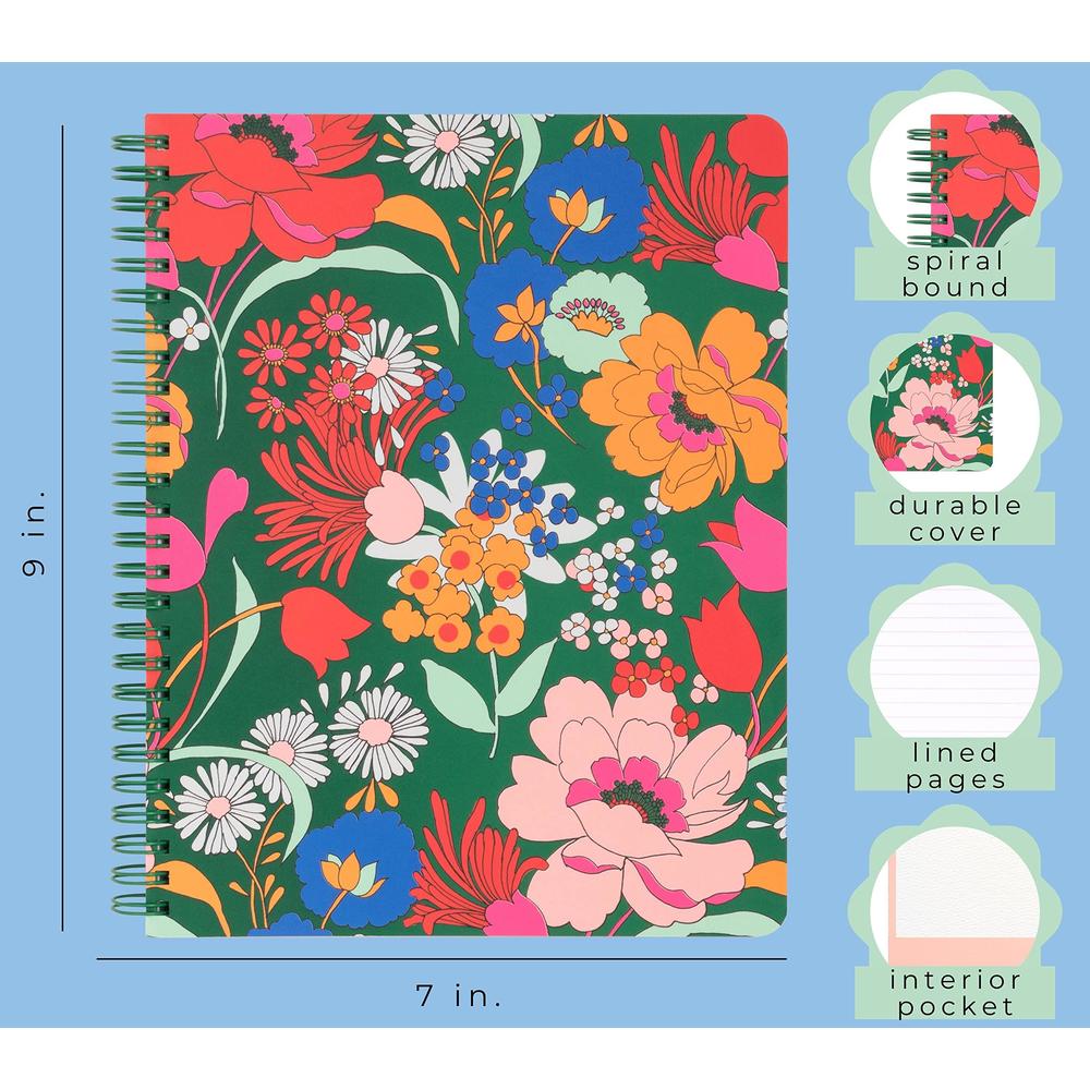 ban.do green floral rough draft mini spiral notebook, 9