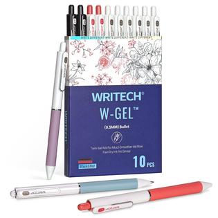 WRITECH RNAB0B3MQBHSD writech gel pens fine point: 0.5mm 8 black & 2 red  ink pen set clickable for journaling drawing notetaking bible non bleed 10