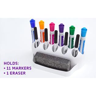 RNAB0B2X17PMS storage theory marker holder holds 11 markers and 1 eraser  white - peel and stick whiteboard marker and eraser holder - marke
