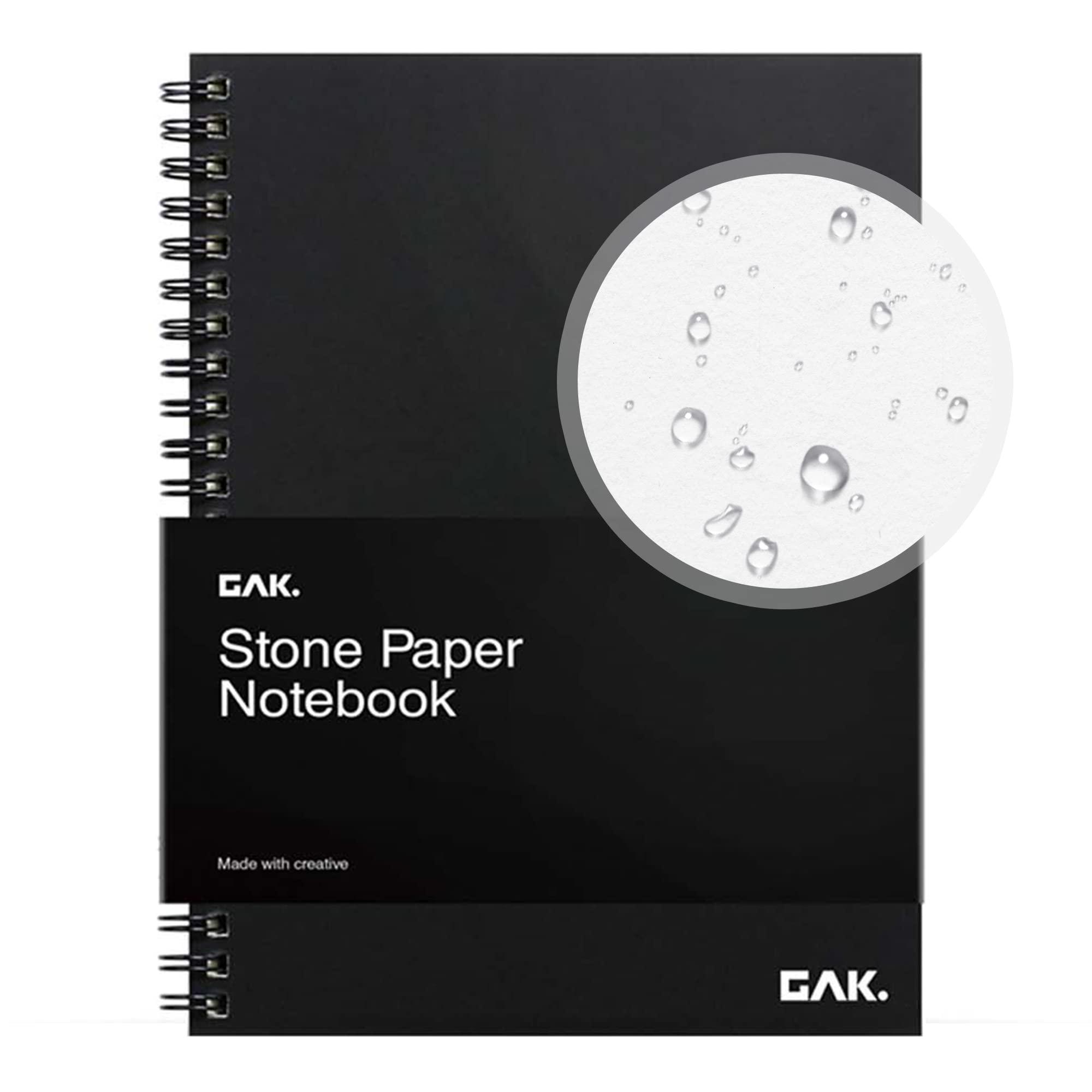 GAK. Stone Paper Notebook | No Lines Spiral Notebook Waterproof Sheet Aesthetic Journal for Note Taking | Notebooks for Work & Aesthetic School
