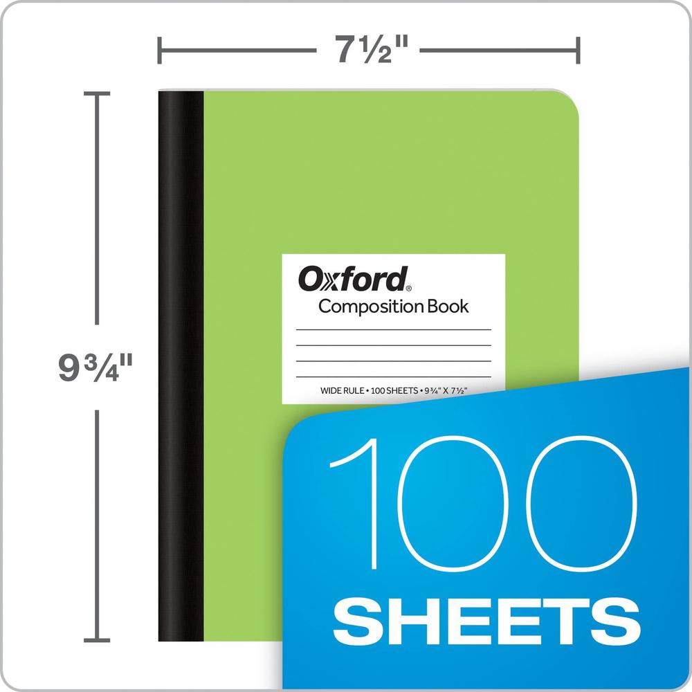 oxford composition notebooks, 6 pack, wide ruled paper, 9-3/4 x 7-1/2 inches, 100 sheets, assorted pastel covers (63759)