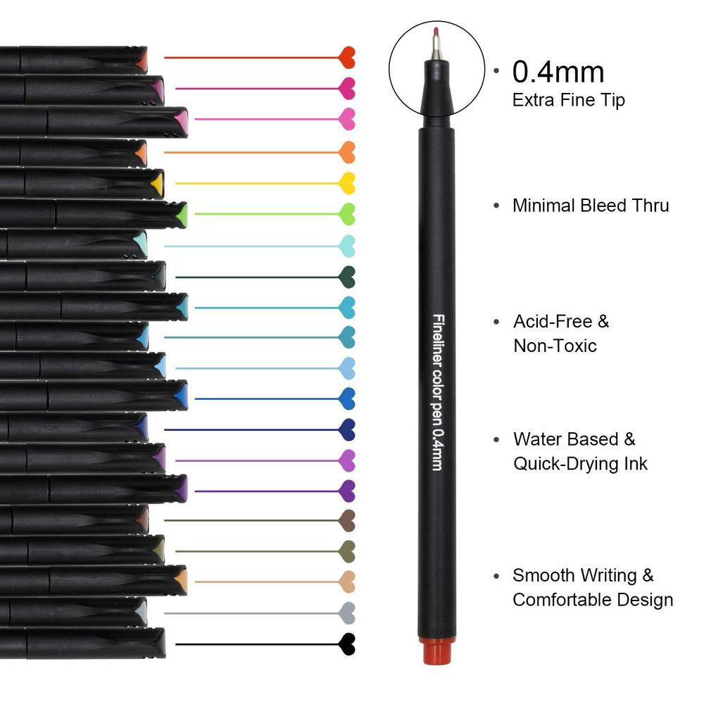 Piochoo 60 colors journal planner pens set, colored fine point markers  drawing pens porous fineliner pen for writing note taking cale