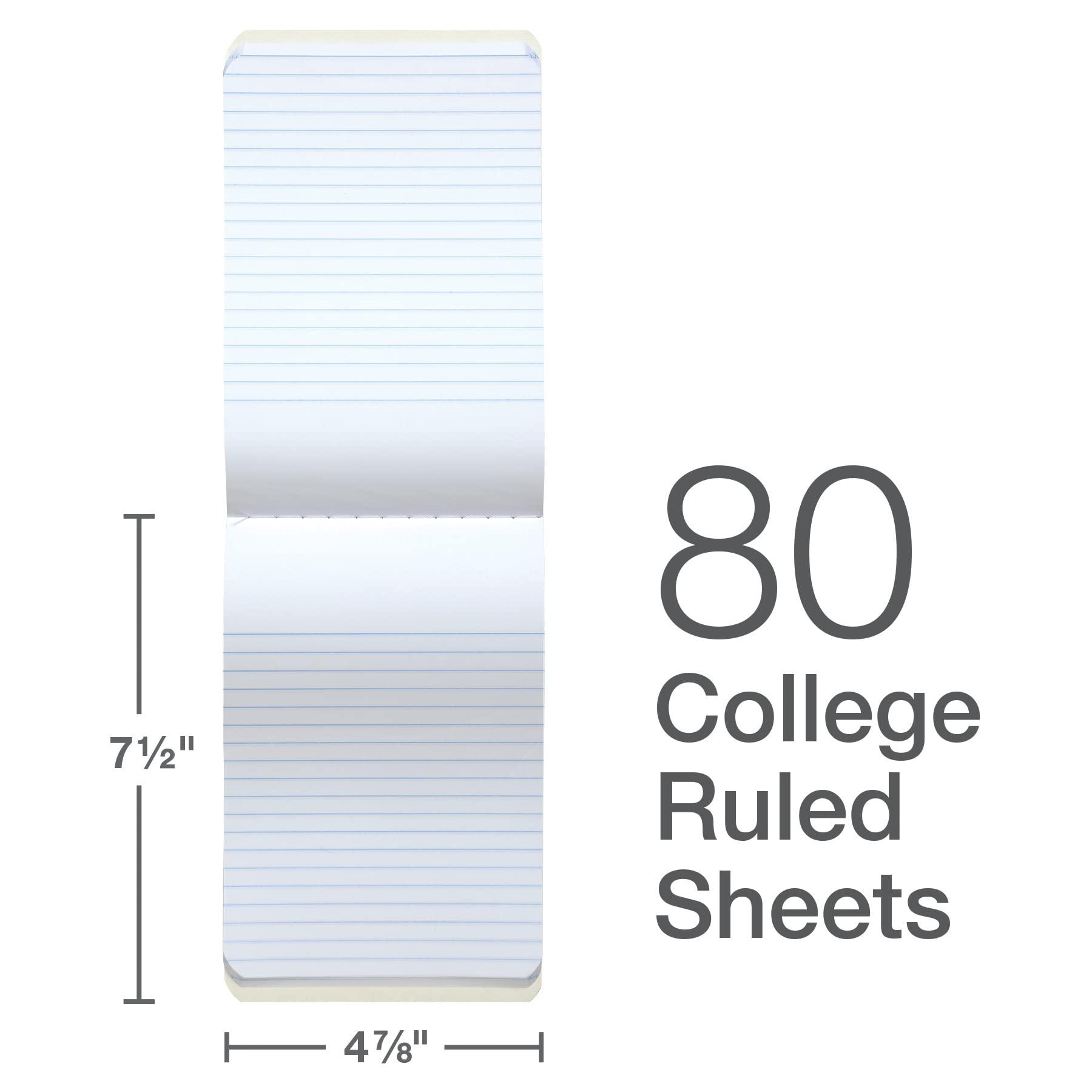 oxford jr. composition notebooks, half size, top bound, 7-1/2" x 4-7/8", college ruled paper, 80 sheets, asst primary marble 