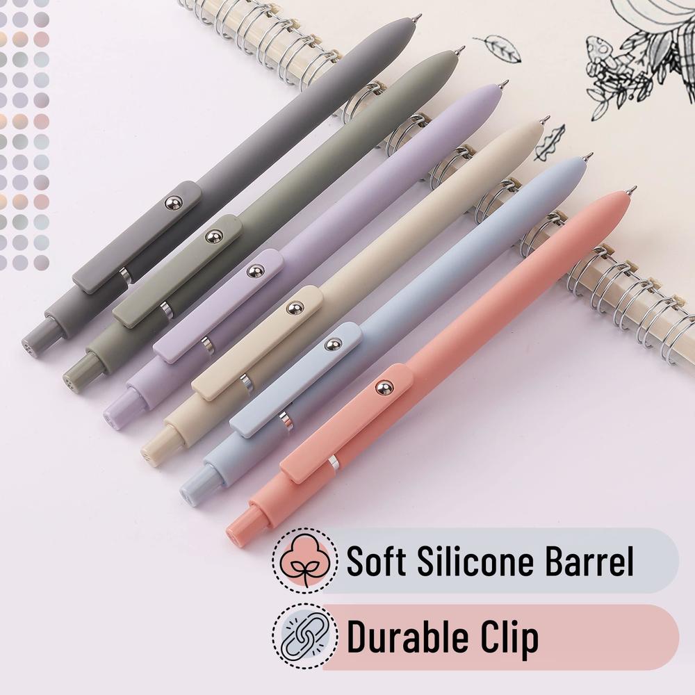 mr. pen- retractable gel pens, 6 pack, morandi barrels, black gel pens, fast dry, gel pens fine point 0.5mm, retractable pens