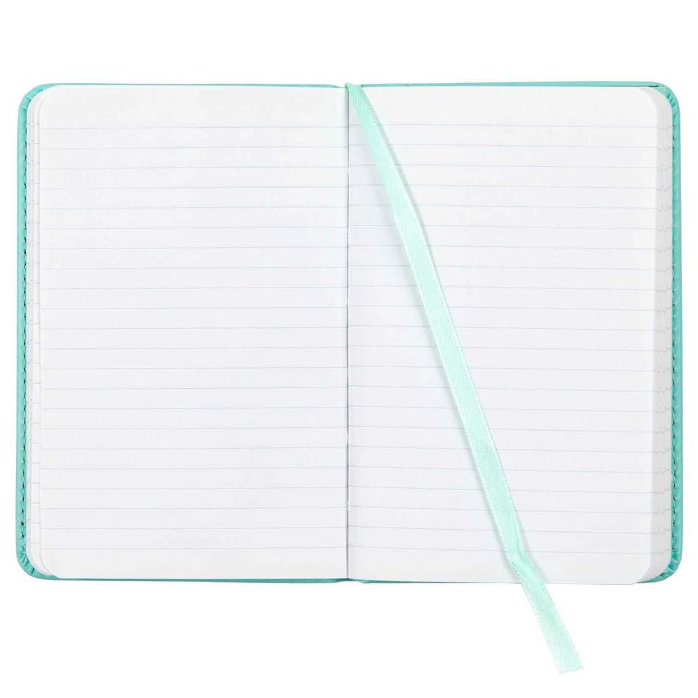 c.r. gibson turquoise "life is lovely" leatherette small journal notebook for girls, 3.5" w x 5.5" l, 192