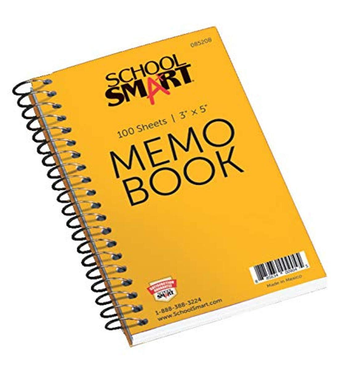 school smart 85208 memo notebook - 3 x 5 - side opening - coil bound - 100 sheets