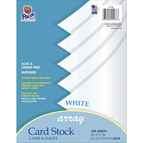 Array Card Stock pacon card stock, 8 1/2-inches by 11-inches, white, 100 sheets (101188)