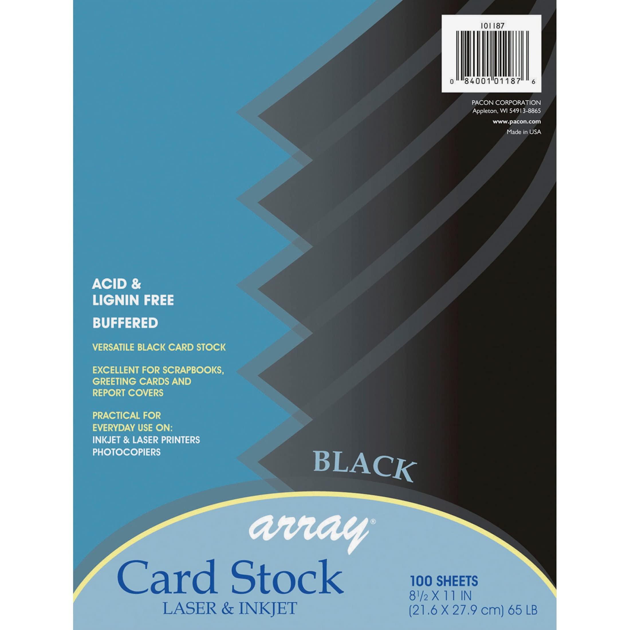 Array Card Stock pacon card stock, classic black, 8-1/2" x 11", 100 sheets