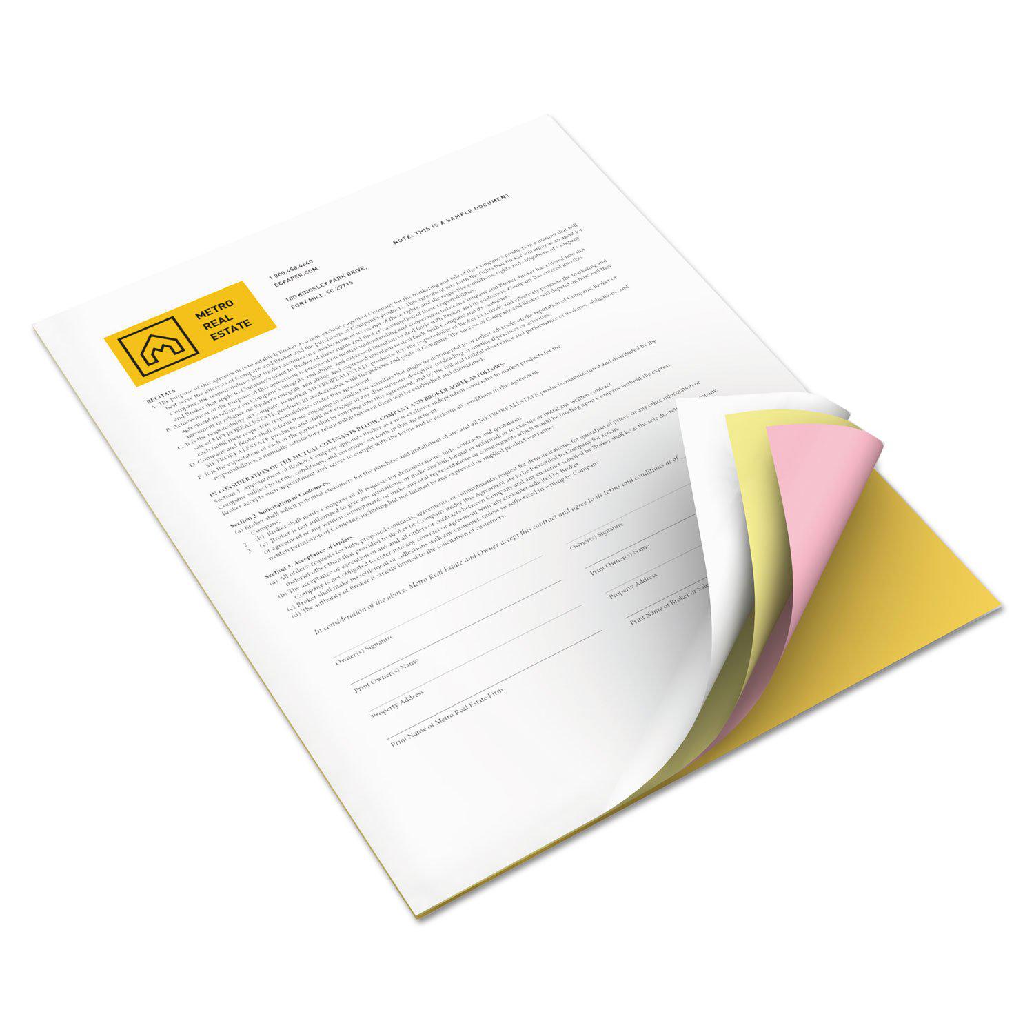Xerox 3R12856 Carbonless Paper- 4-Part Reverse- Letter- Goldenrod-Pink-Canary-White- 1250 Sets