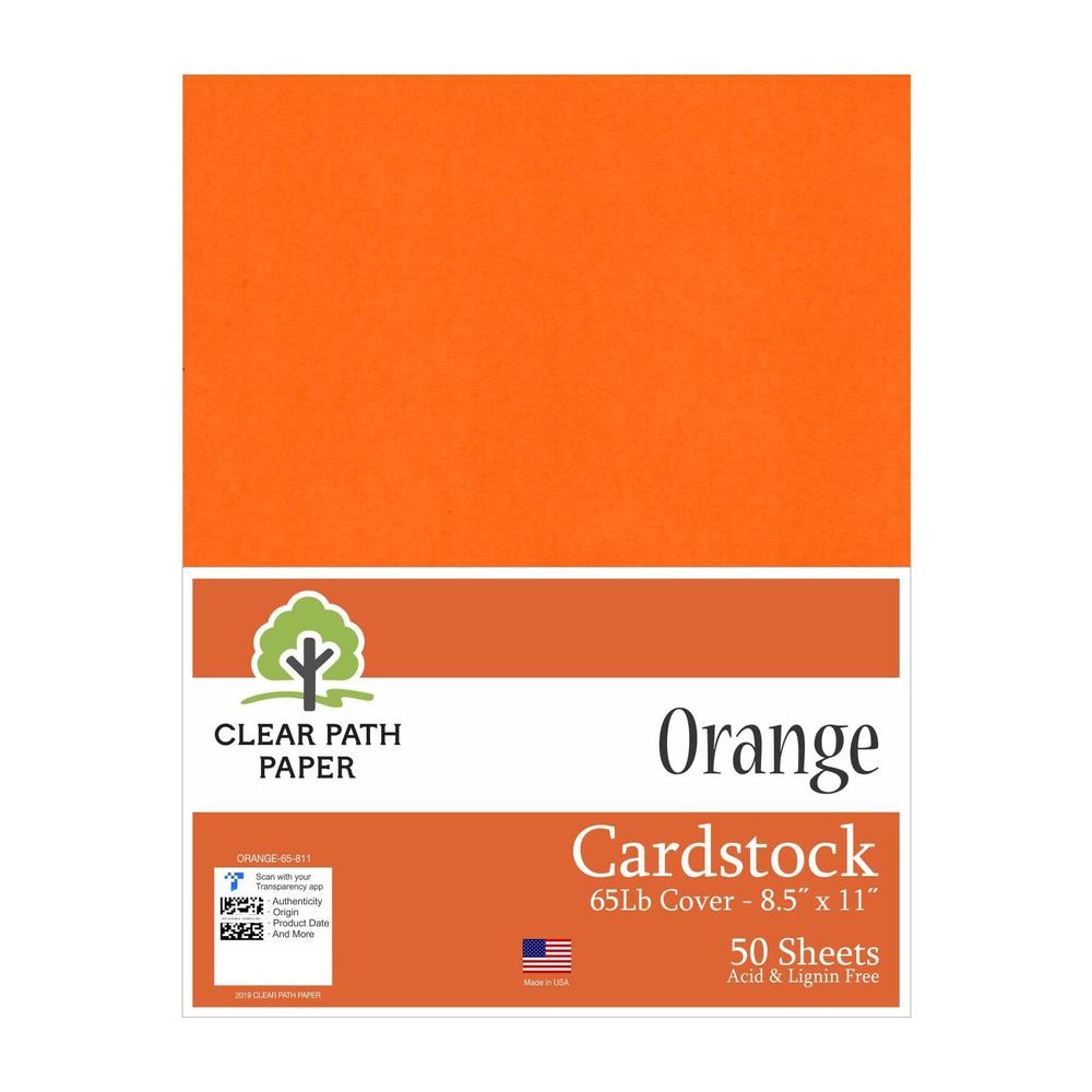 Clear Path Paper orange cardstock - 8.5 x 11 inch - 65lb cover - 50 sheets - clear path paper