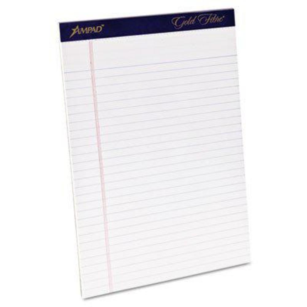Ampad gold fibre writing pads, legal/legal rule, ltr, white, 4 50-sheet pads/pack, sold as 4 pad