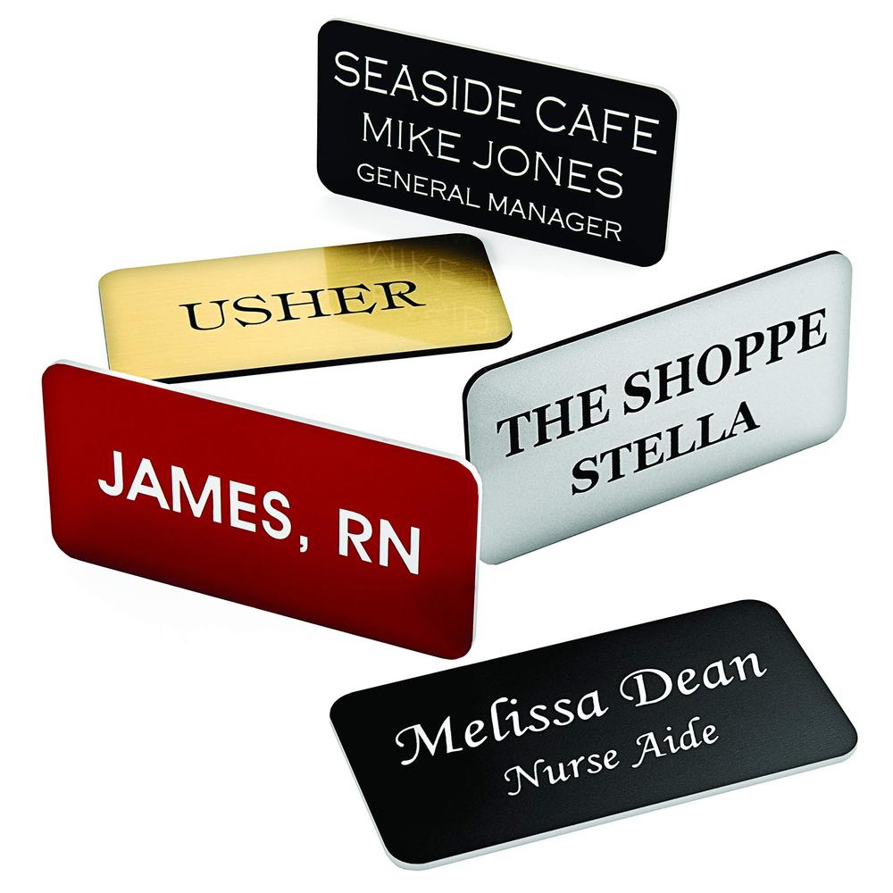 Providence Engraving custom engraved name tag badges - personalized identification with pin or magnetic backing, 1 inch x 3 inches, european gold/