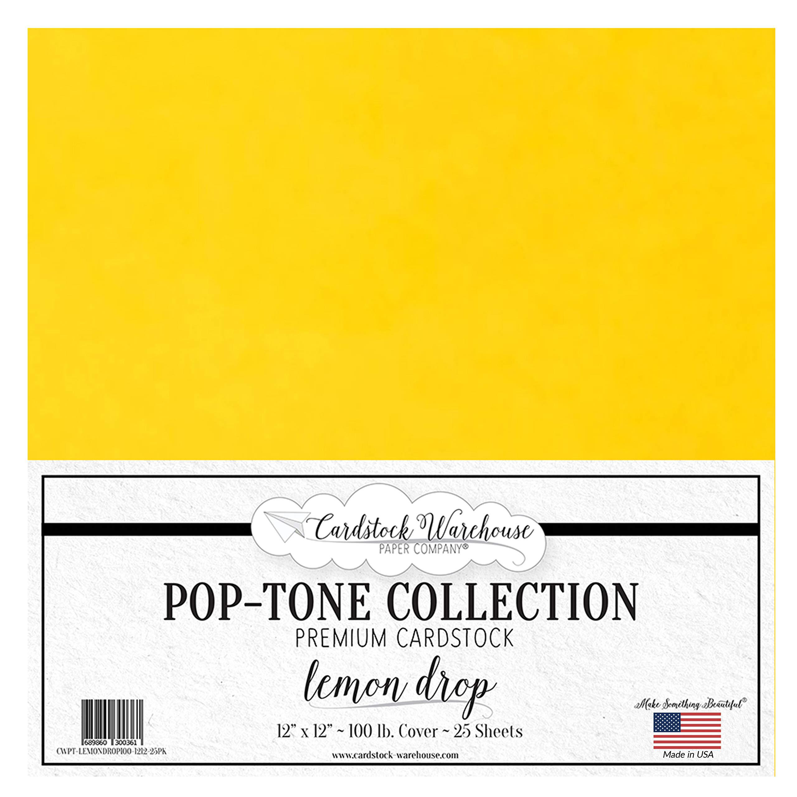Lemon Drop Yellow Cardstock Paper - 12 x 12 inch 100 lb. Heavyweight Cover - 25 Sheets from Cardstock Warehouse