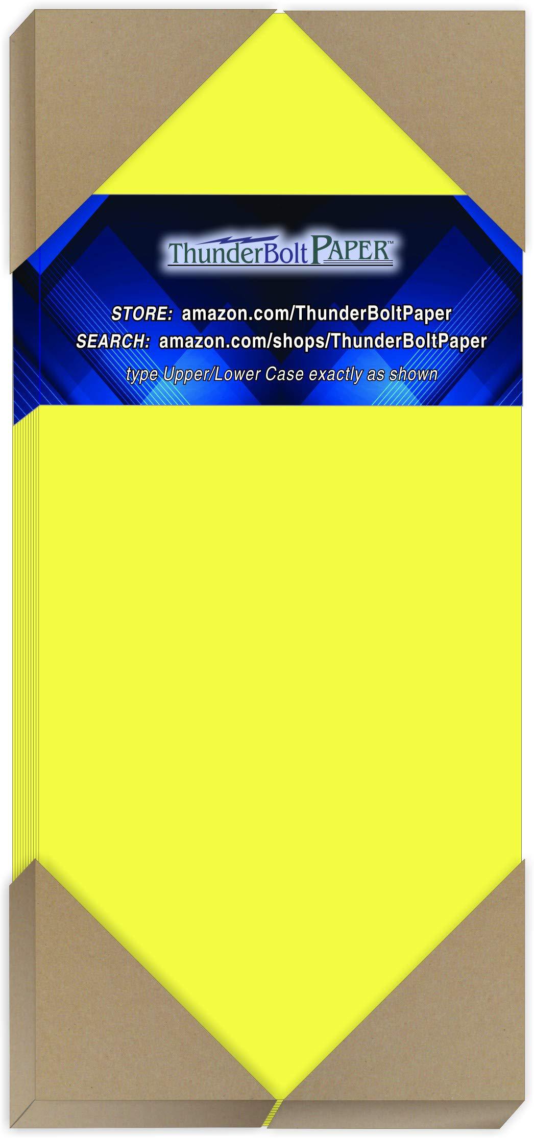 Thunderbolt Paper 150 Bright Neon Yellow Fluorescent Color Cardstock - 4 x 9 (4x9 Inches) #10 Envelope Insert Size - 65#lb/pound Light Card