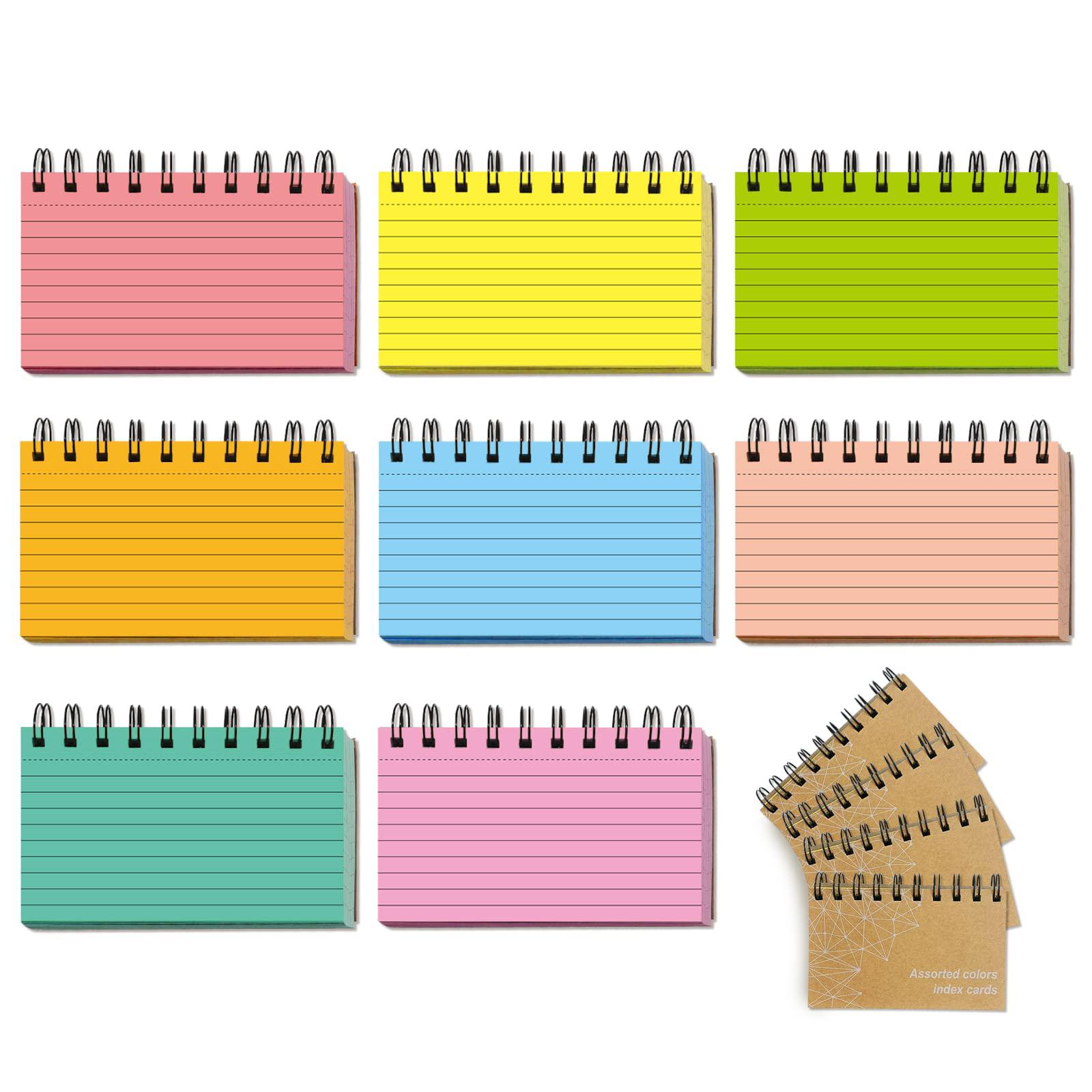 paper master blank index cards, assorted colored ruled index cards 3x5 inches, great spiral note cards & memo cards for schoo